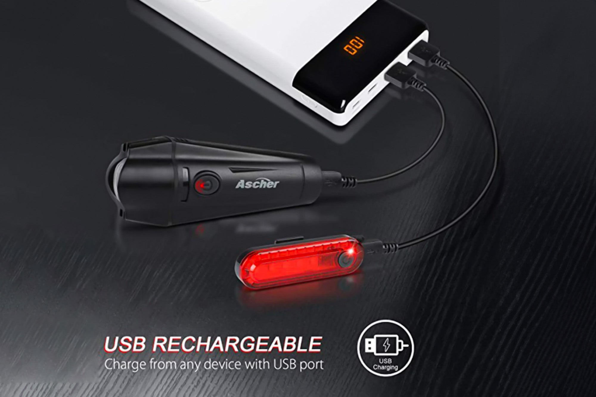 USB-aufladbares Vorder- und Rücklicht